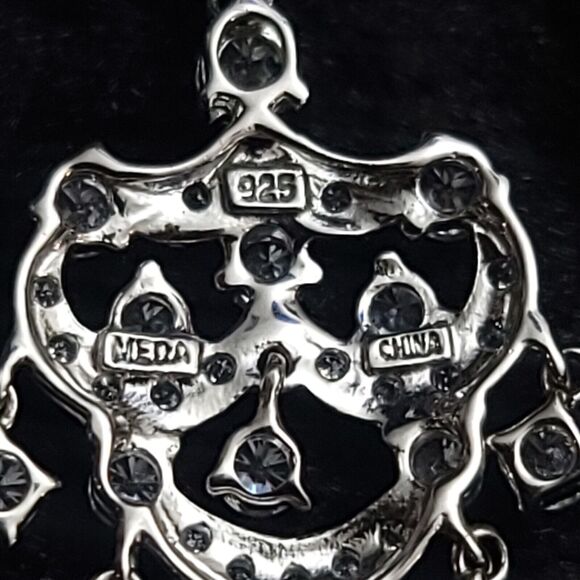 MEDA Sterling Silver 2" Drop Zircon Chandelier Earrings - Picture 6 of 8